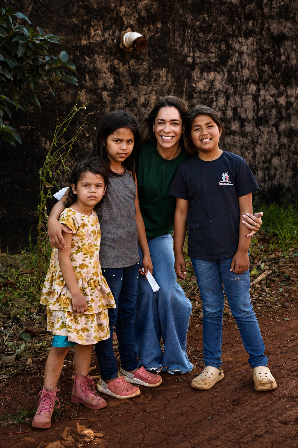 Crianças e voluntária da Lucas Association durante uma ação no Paraguai